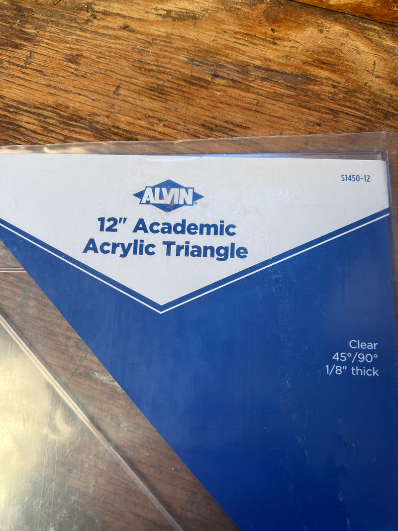 12" Plastic Drafting Triangle, 45deg/90deg