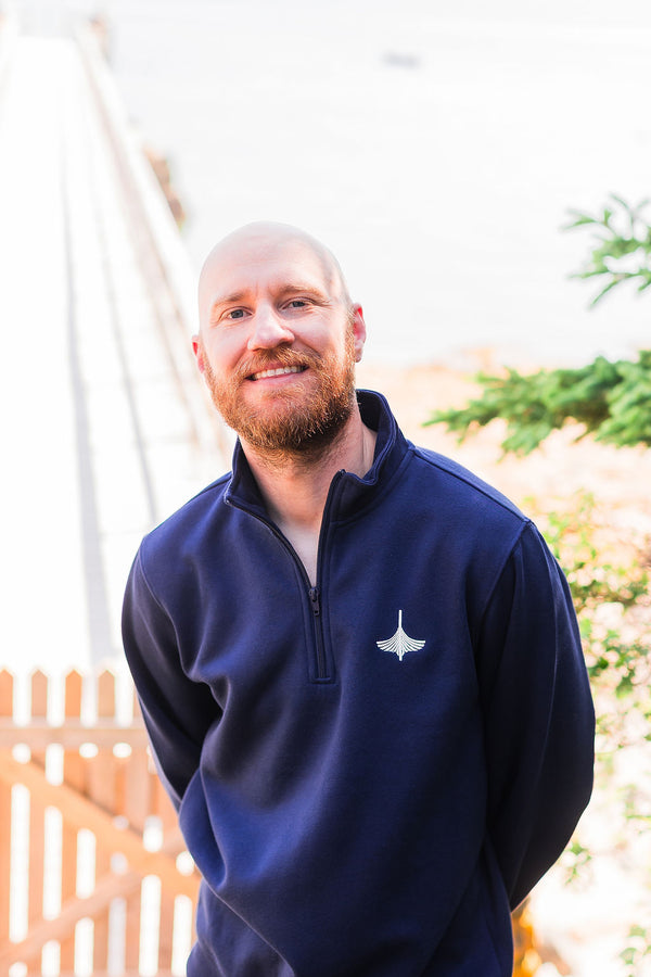 Quarter Zip Sweatshirt w/WoodenBoat Logo in 4 Colors