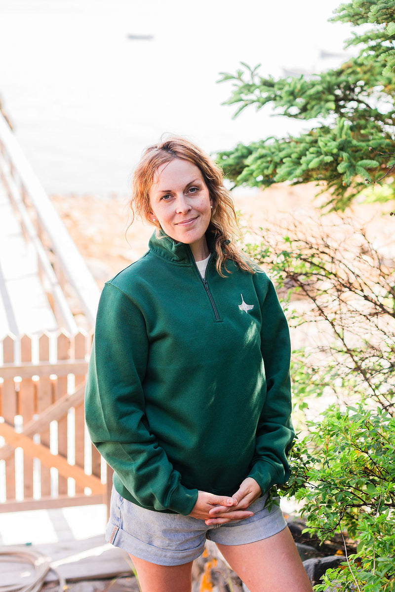 Quarter Zip Sweatshirt w/WoodenBoat Logo in 4 Colors