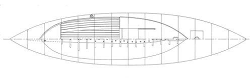 28 canoe yawl Rozinante overhead