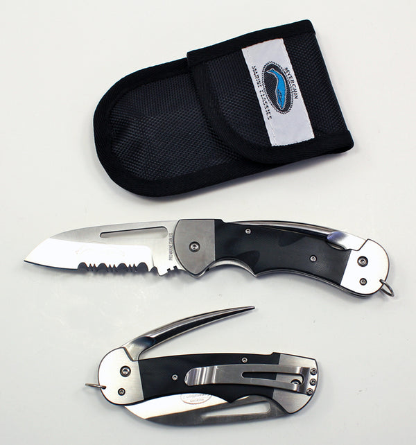 Myerchin G10 Black Handle Serrated Crew Rigger's Knife BF377P*