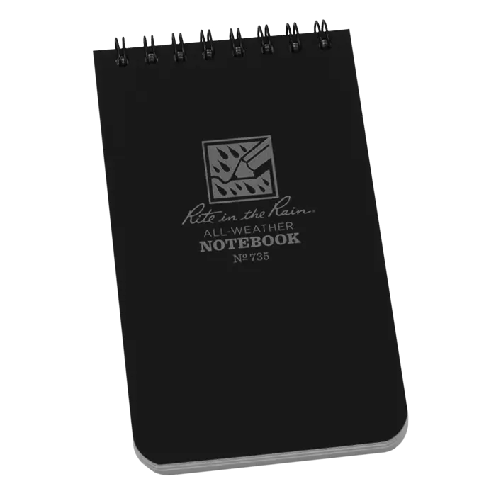 Rite in the Rain: Top Spiral Notebook Black 3 x 5