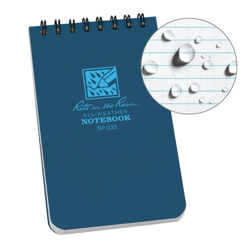 Rite in the Rain: Top Spiral Notebook Blue 3 x 5
