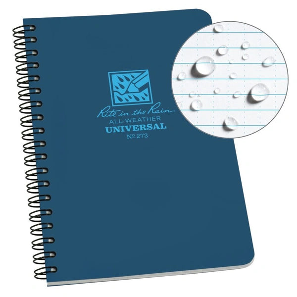 Rite in the Rain: Side Spiral Notebook Blue  4 5/8 x 7