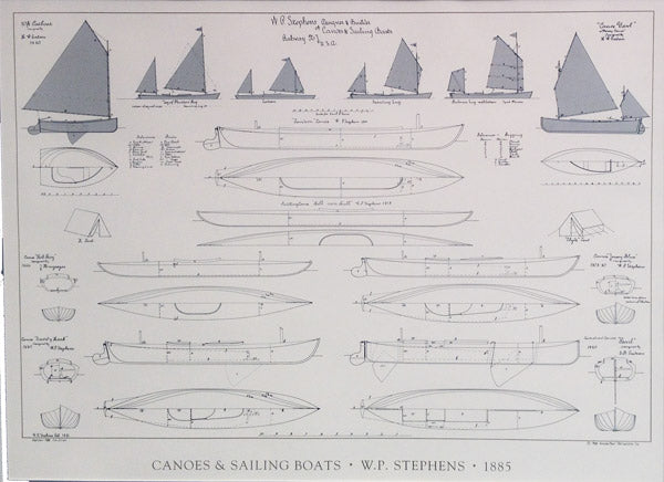 WP Stephens Canoes and Sailing Boats Poster