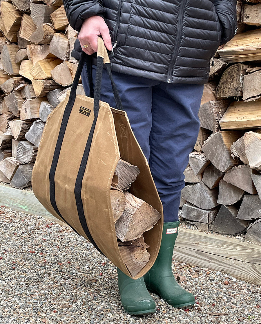 Waxed Log Carrier Tote Waxed Canvas Firewood Carrier - Heavy-Duty Log ...