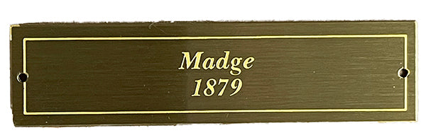 MADGE brass nameplate