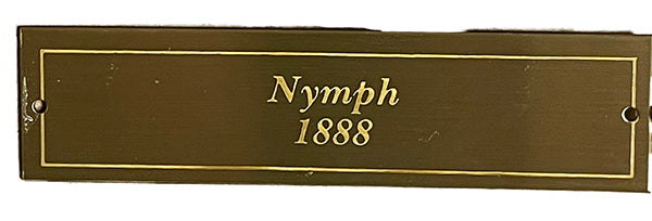 NYMPH brass nameplate