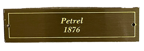 PETREL brass nameplate