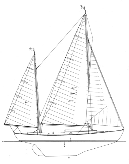 28 canoe yawl Rozinante profile