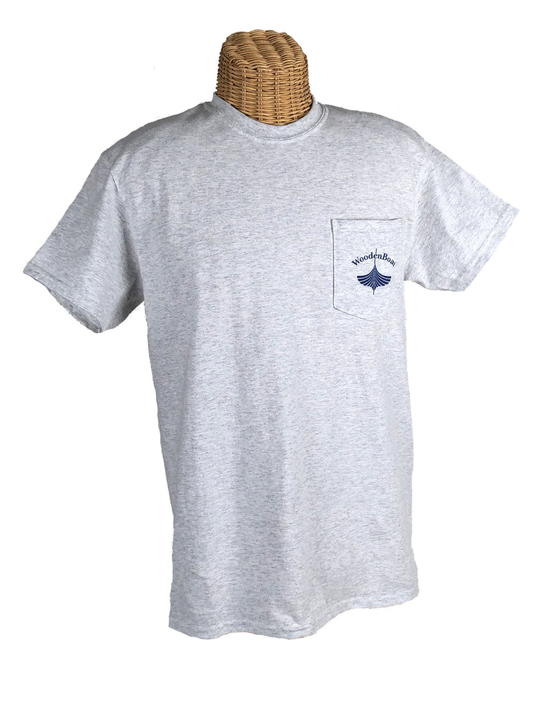 Heather Gray with Navy logo on pocket