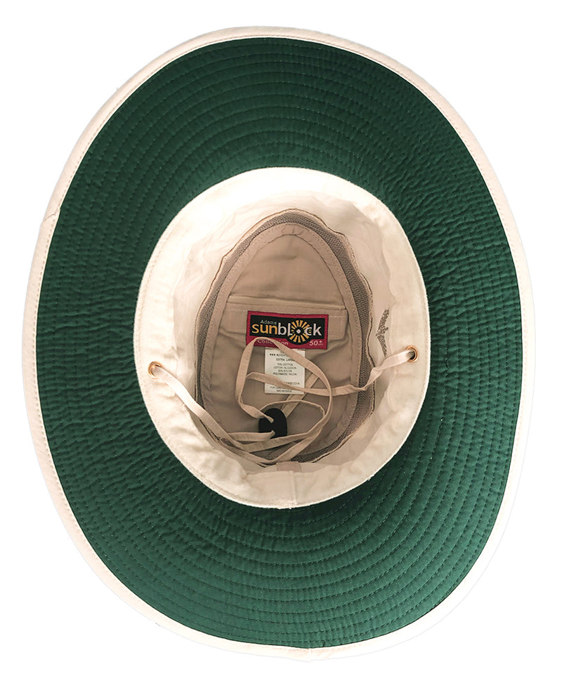 underside... so you can see the green, as well as that slim pocket for license or credit card  with its velcro closure.