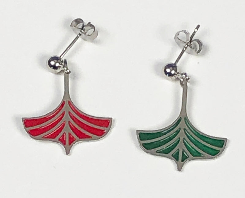 WoodenBoat Earrings: Black, or Red/Green