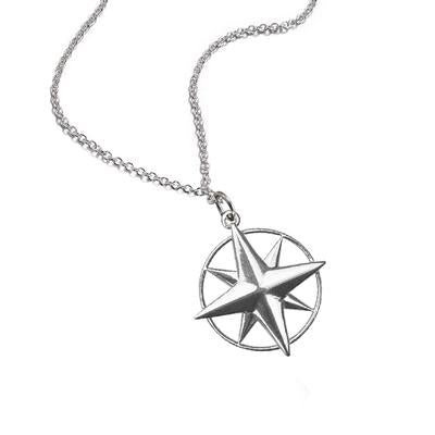 Silver Compass Rose Necklace