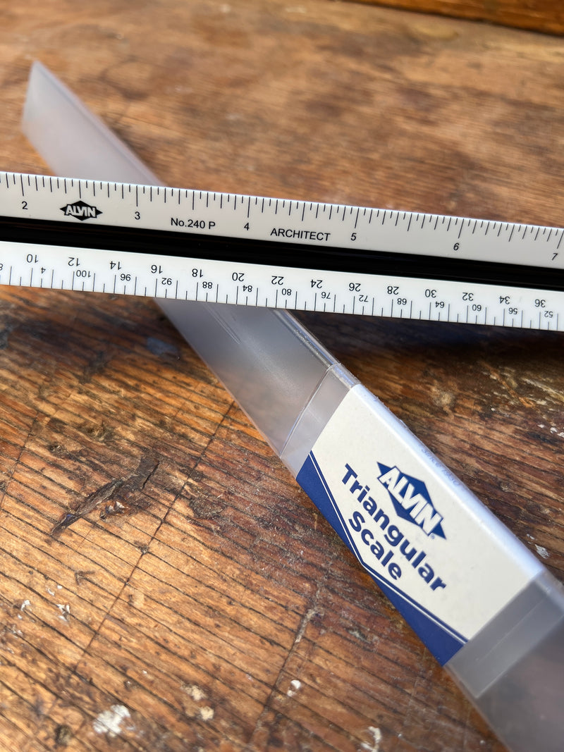 Close up of Architect's rulw showing the scale markings